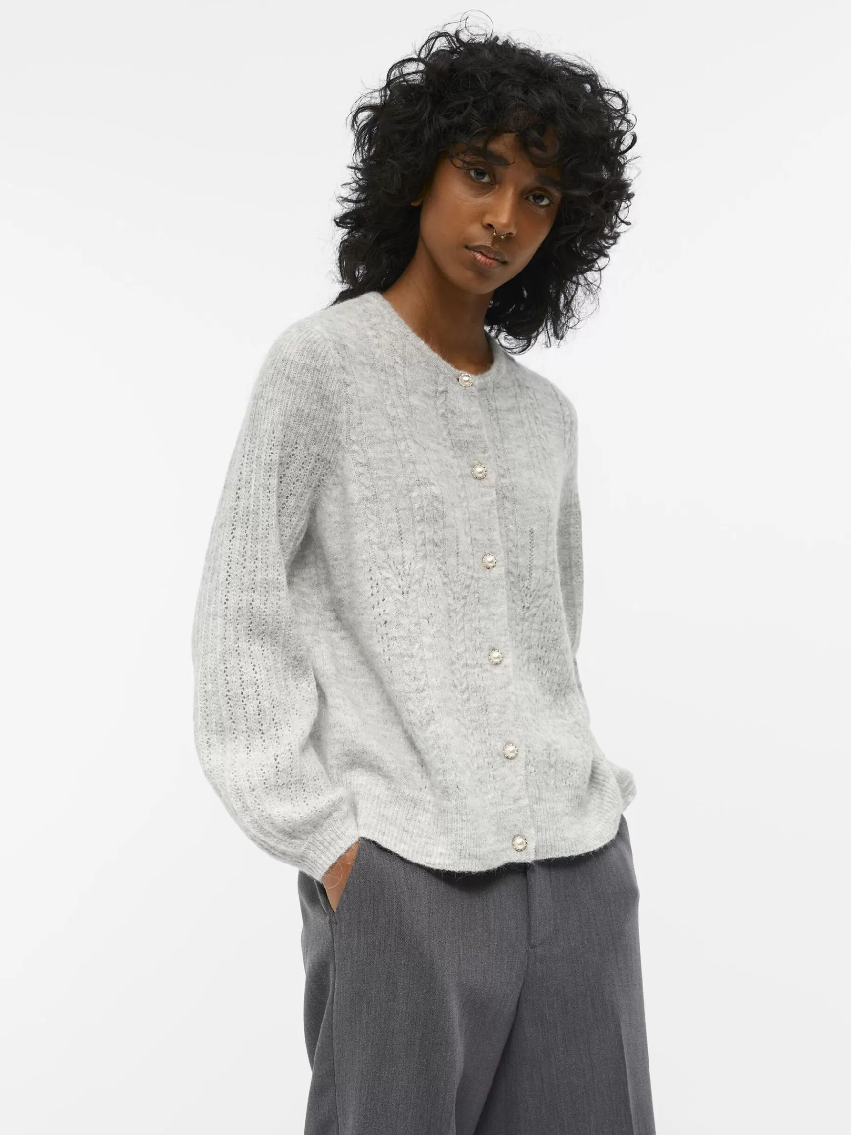 Dame OBJECT ALPAKA-ULDBLANDING CARDIGAN