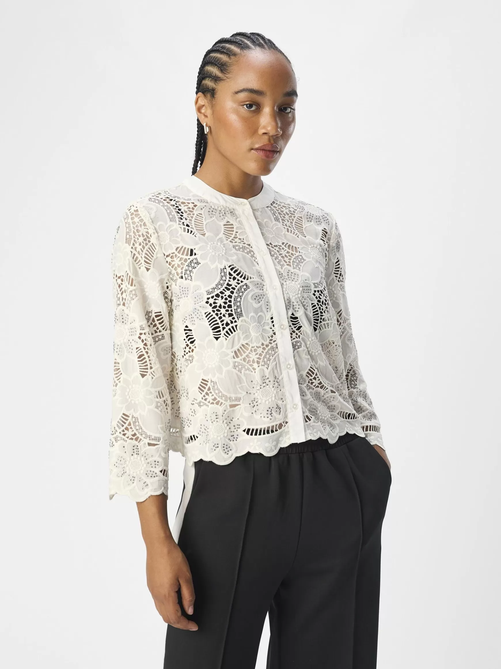 Dame OBJECT BLONDE CROPPED SKJORTE