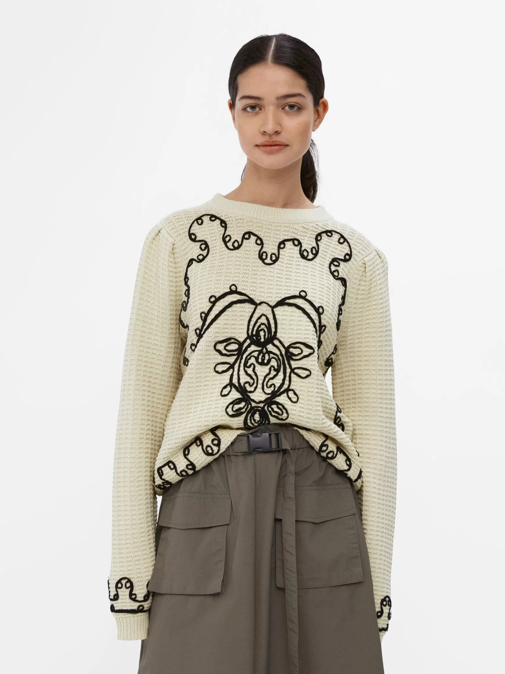Dame OBJECT BRODERET PULLOVER
