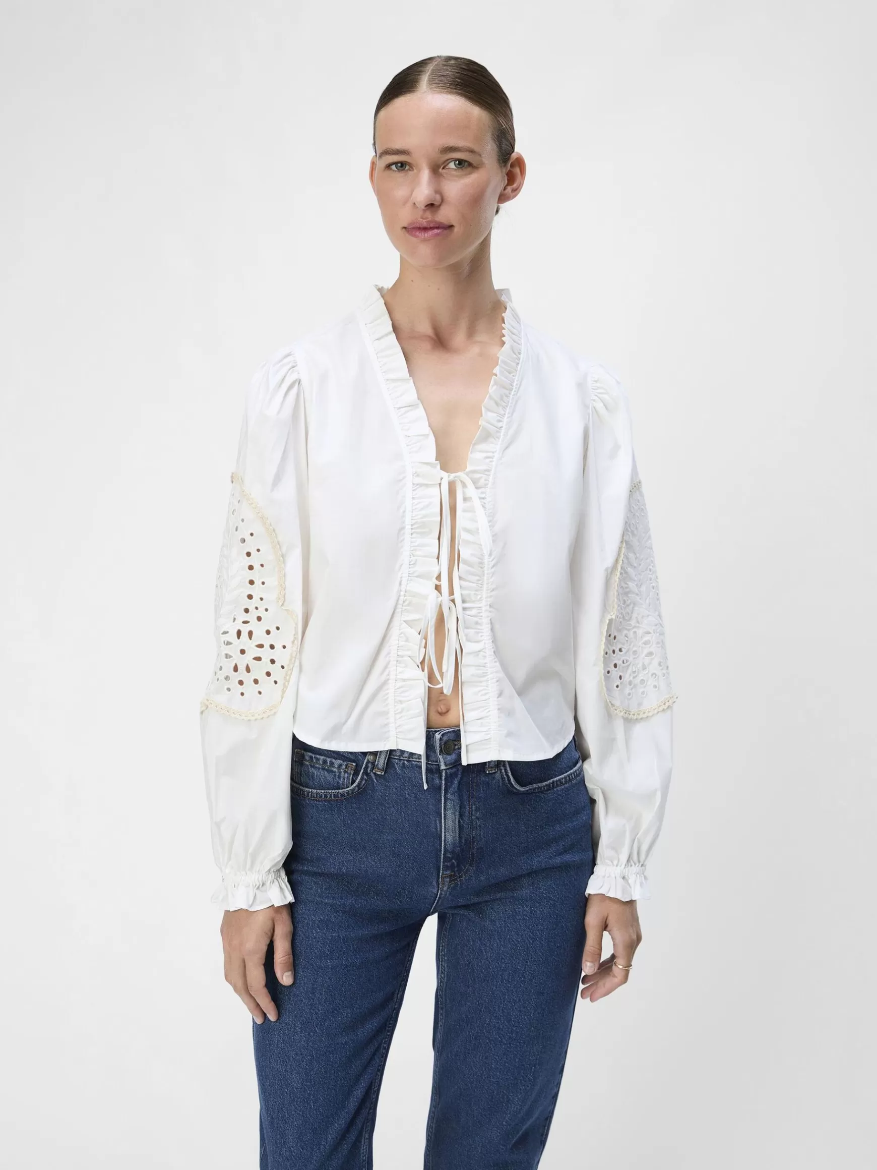 Dame OBJECT BRODERET SKJORTE