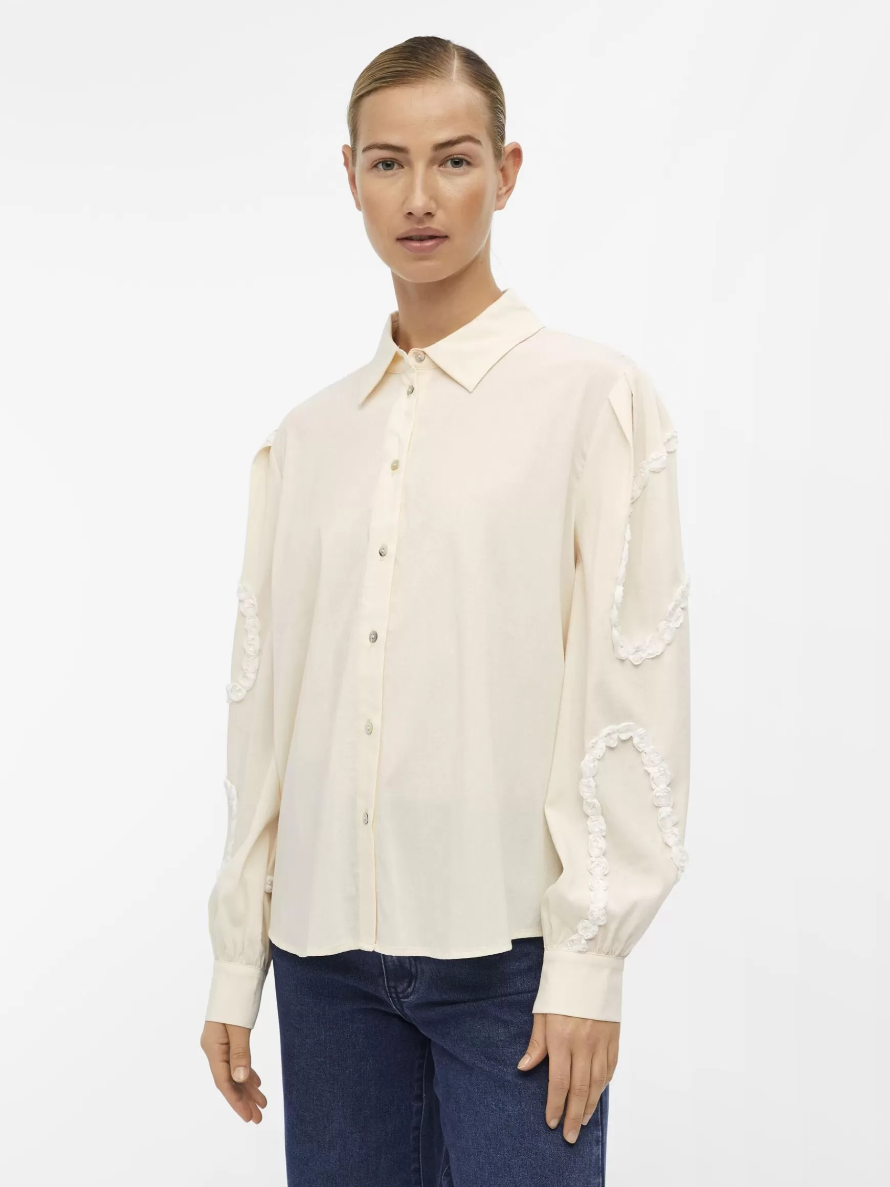 Dame OBJECT BRODERET SKJORTE