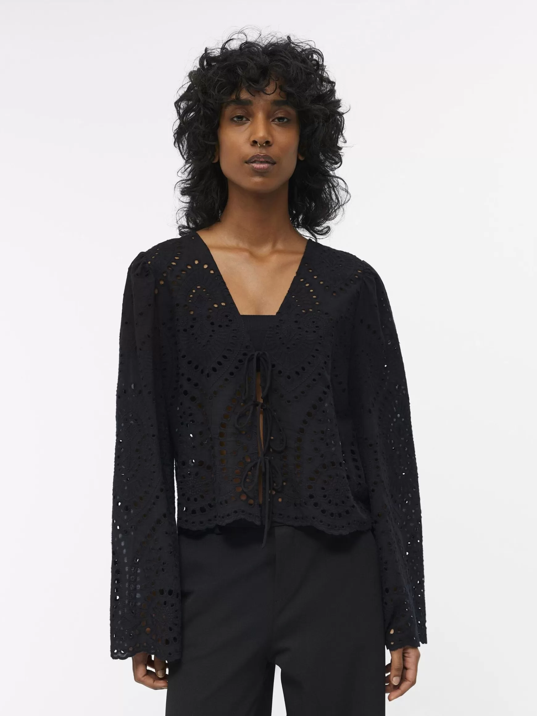 Dame OBJECT BRODERIE ANGLAISE BLUSE