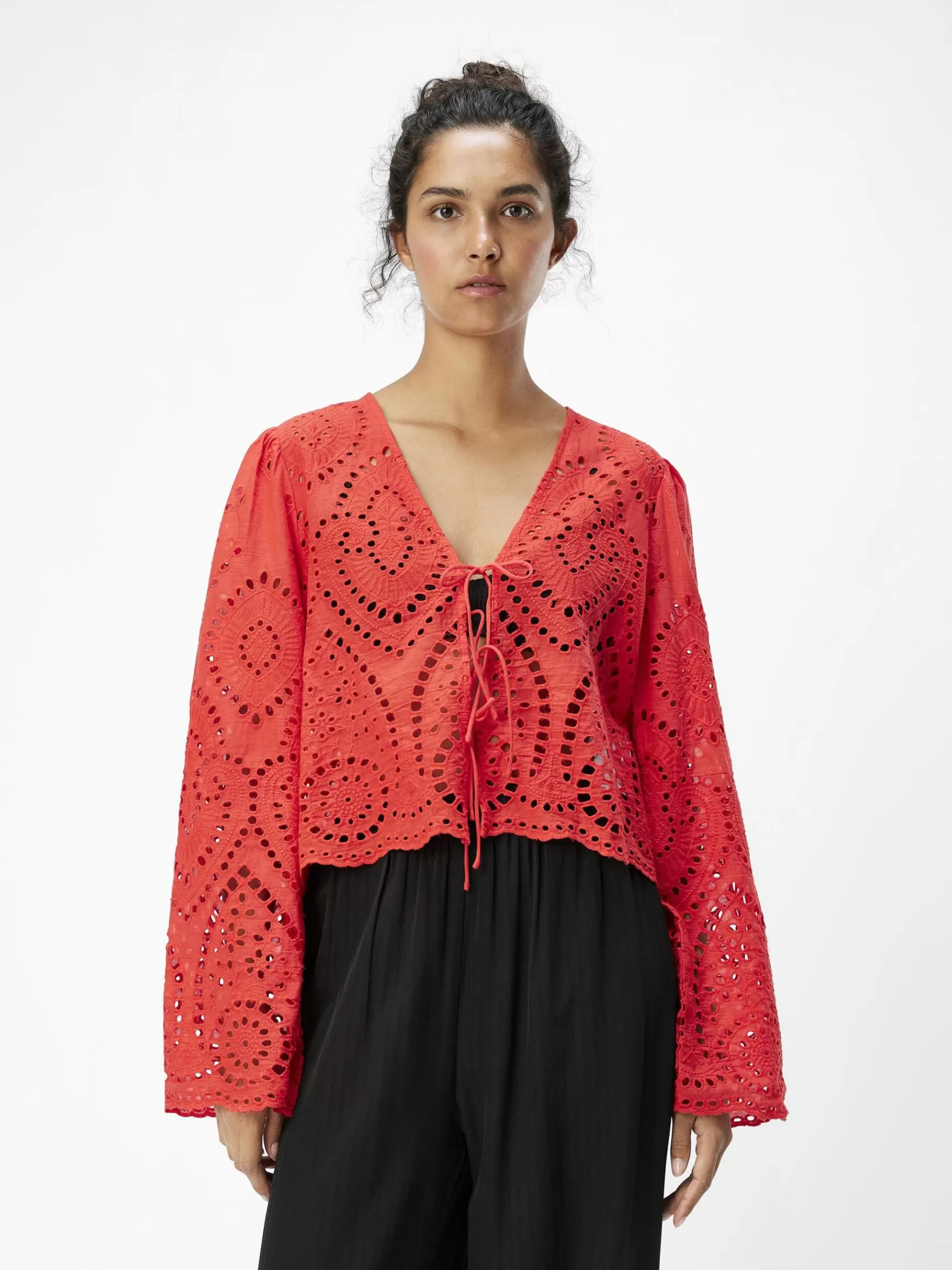 Dame OBJECT BRODERIE ANGLAISE BLUSE