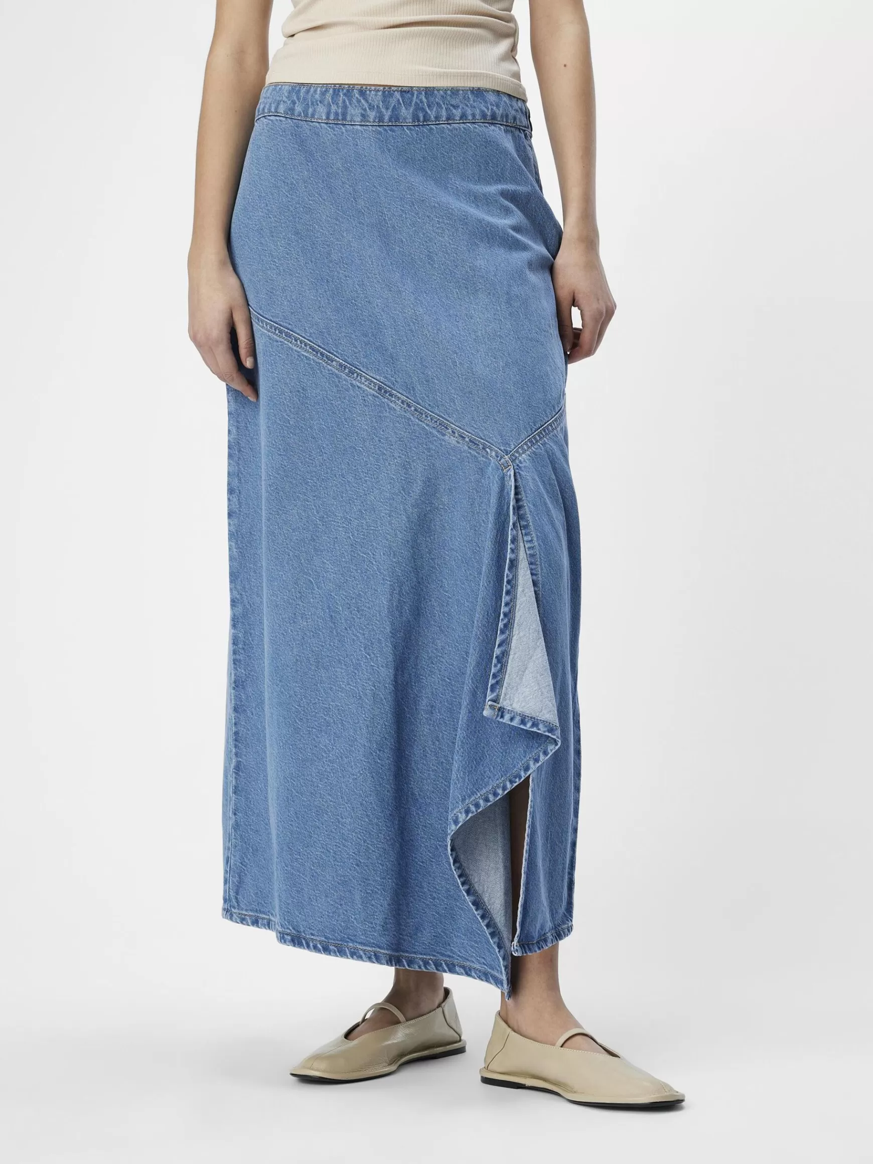 Dame OBJECT DENIM MIDINEDERDEL
