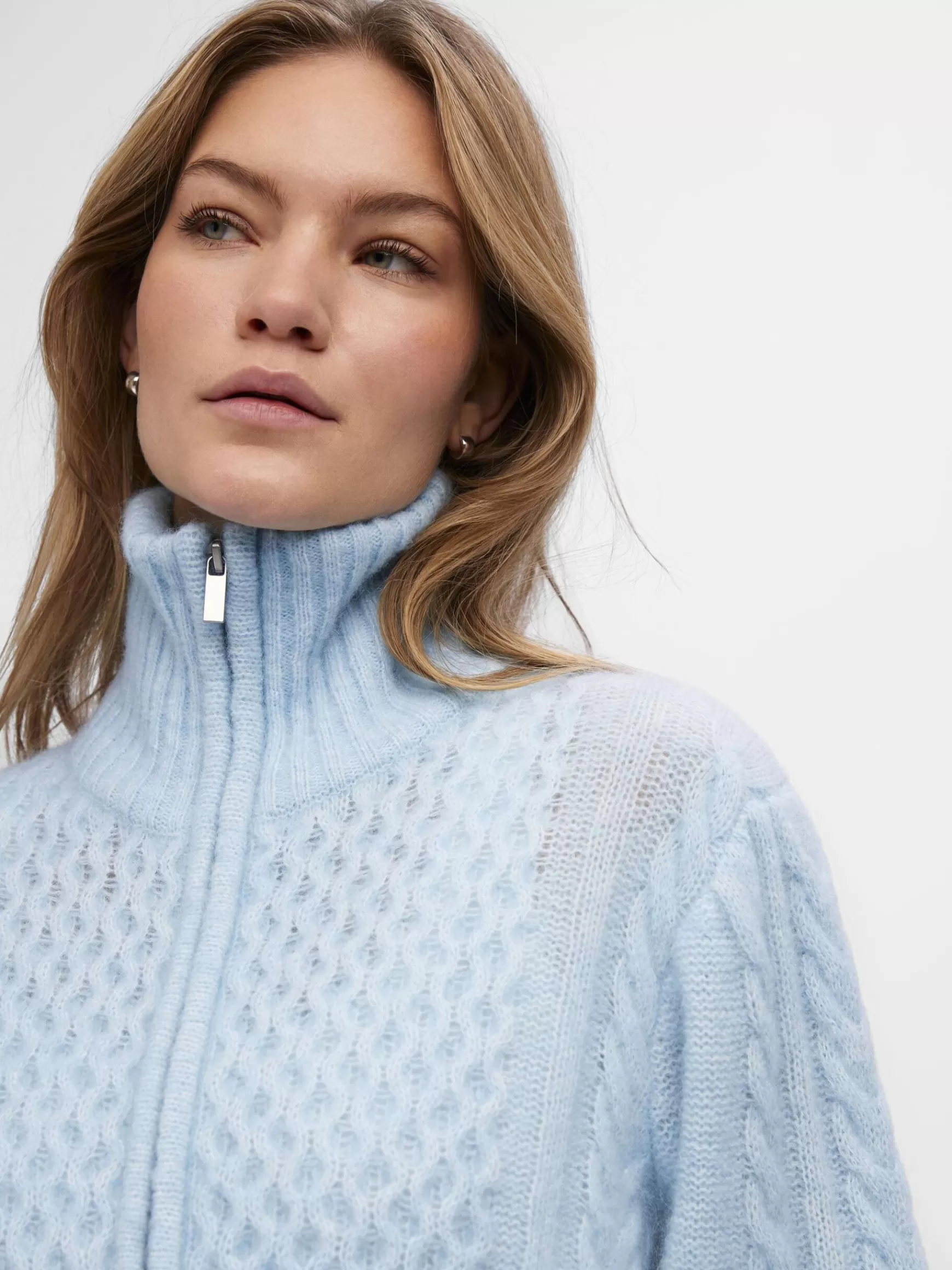 Dame OBJECT HØJ HALSET STRIKKET CARDIGAN
