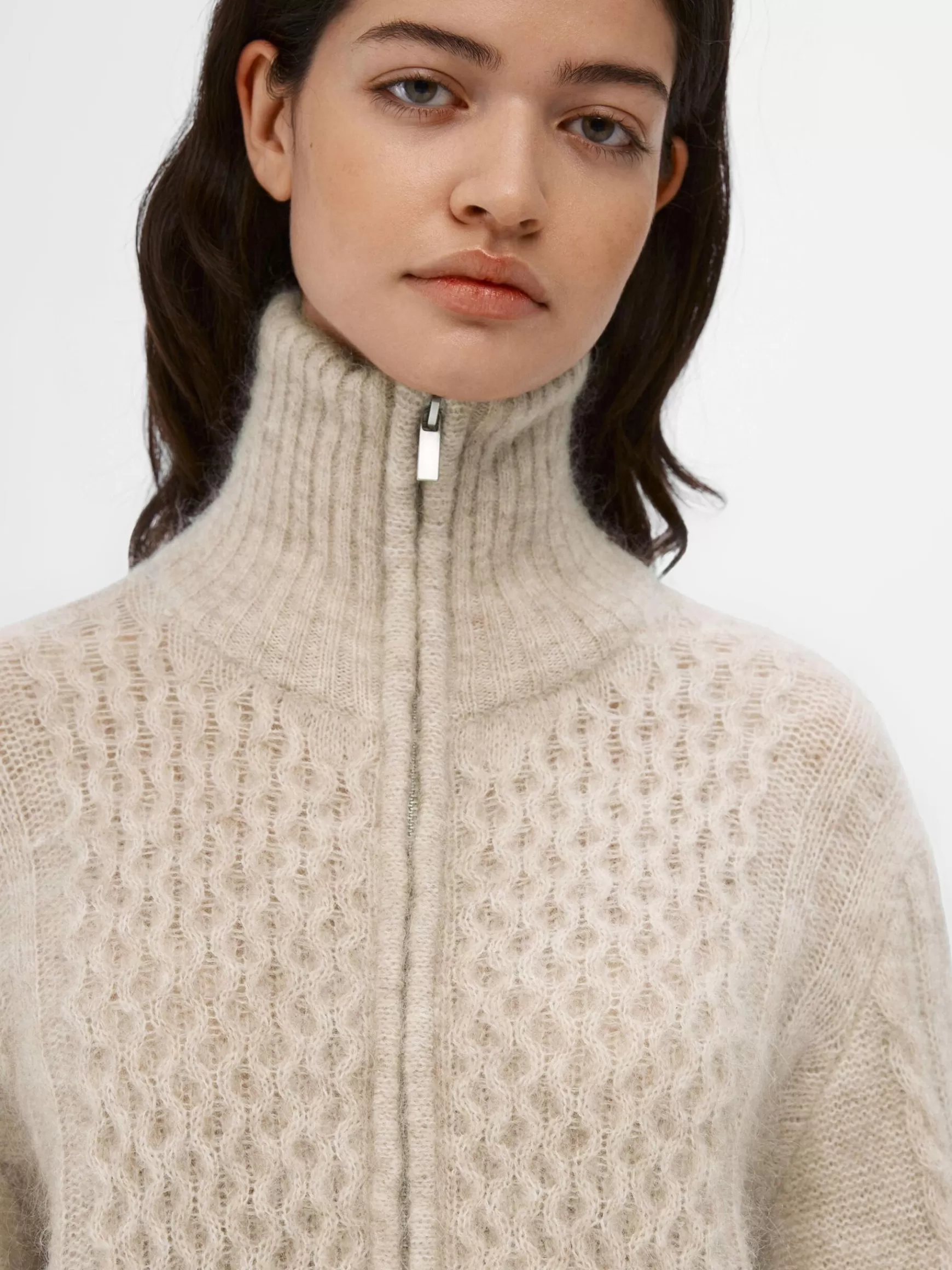 Dame OBJECT HØJ HALSET STRIKKET CARDIGAN