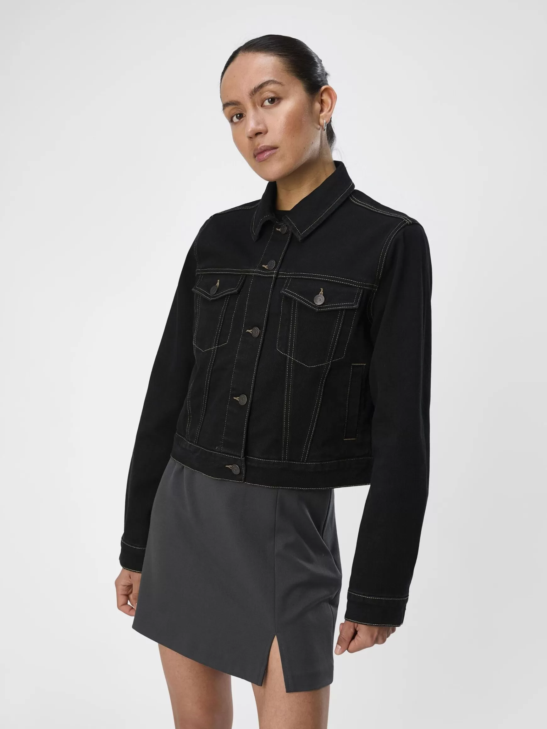 Dame OBJECT KORT DENIMJAKKE