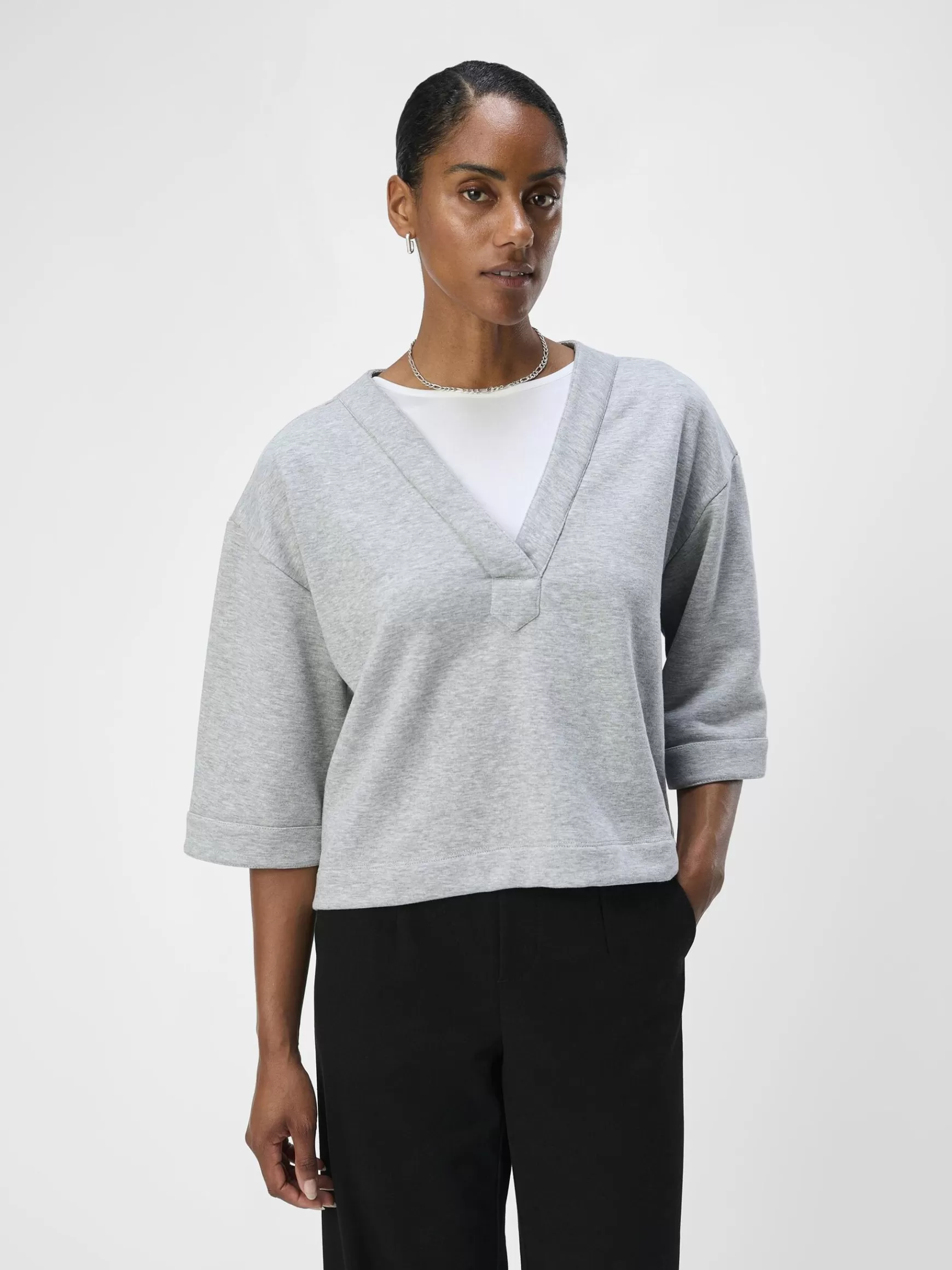 Dame OBJECT KORTÆRMET SWEATSHIRT