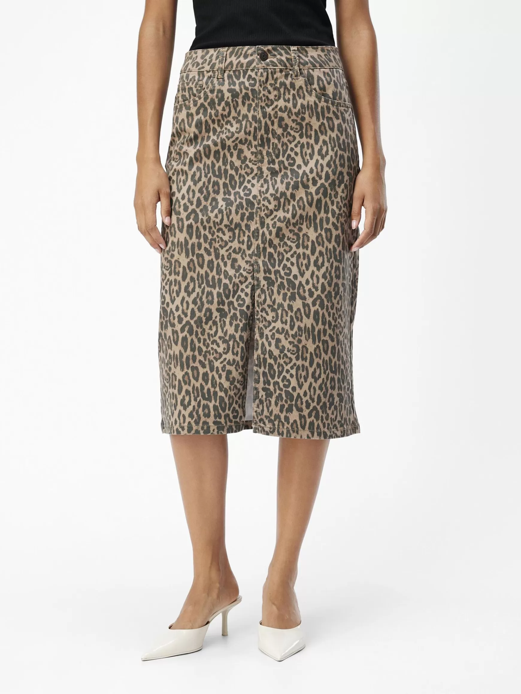Dame OBJECT LEOPARD-PRINT DENIMNEDERDEL