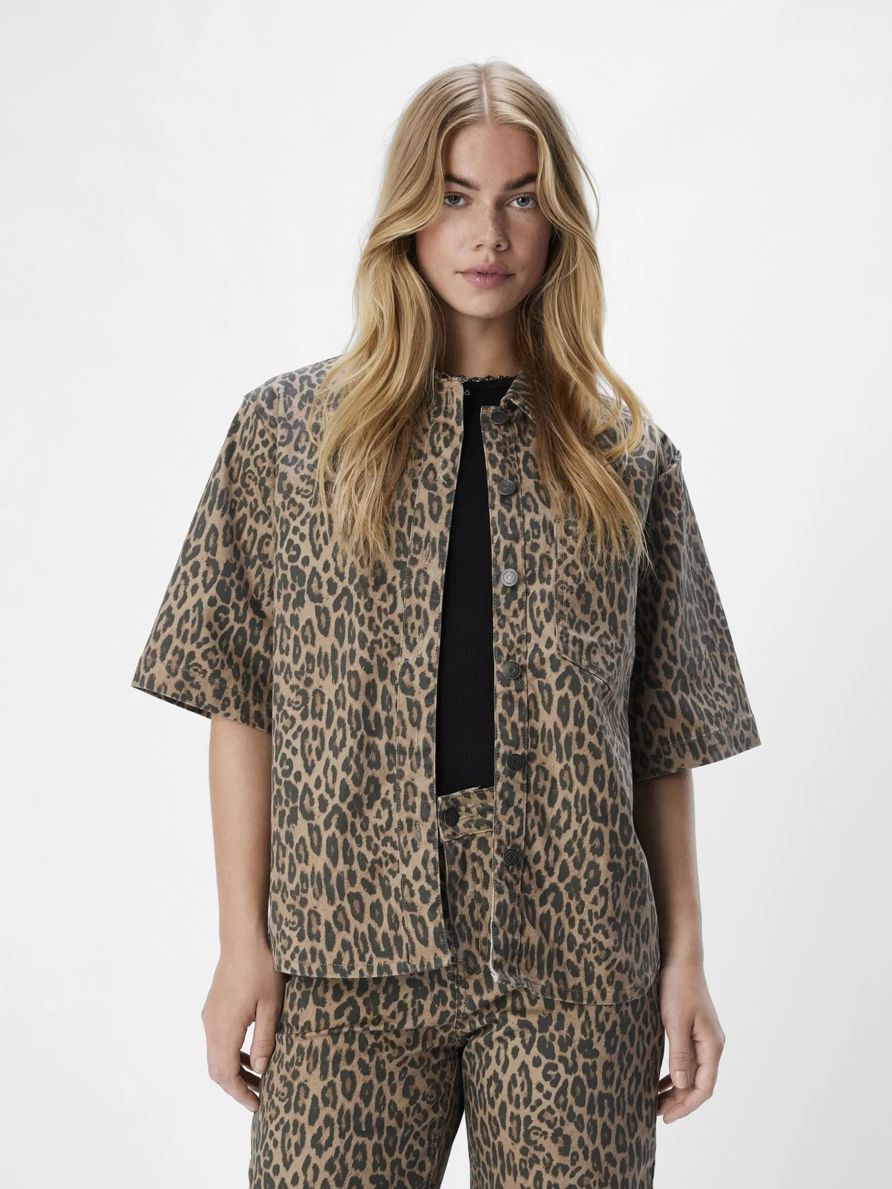Dame OBJECT LEOPARDPRINT SKJORTE
