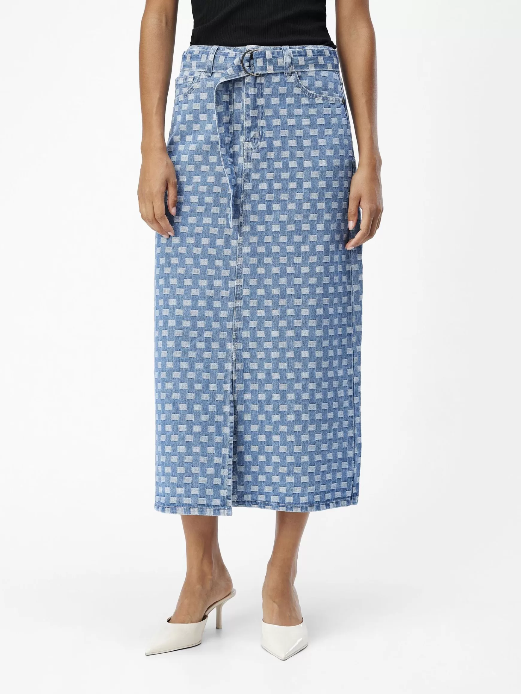 Dame OBJECT MØNSTRET DENIMNEDERDEL