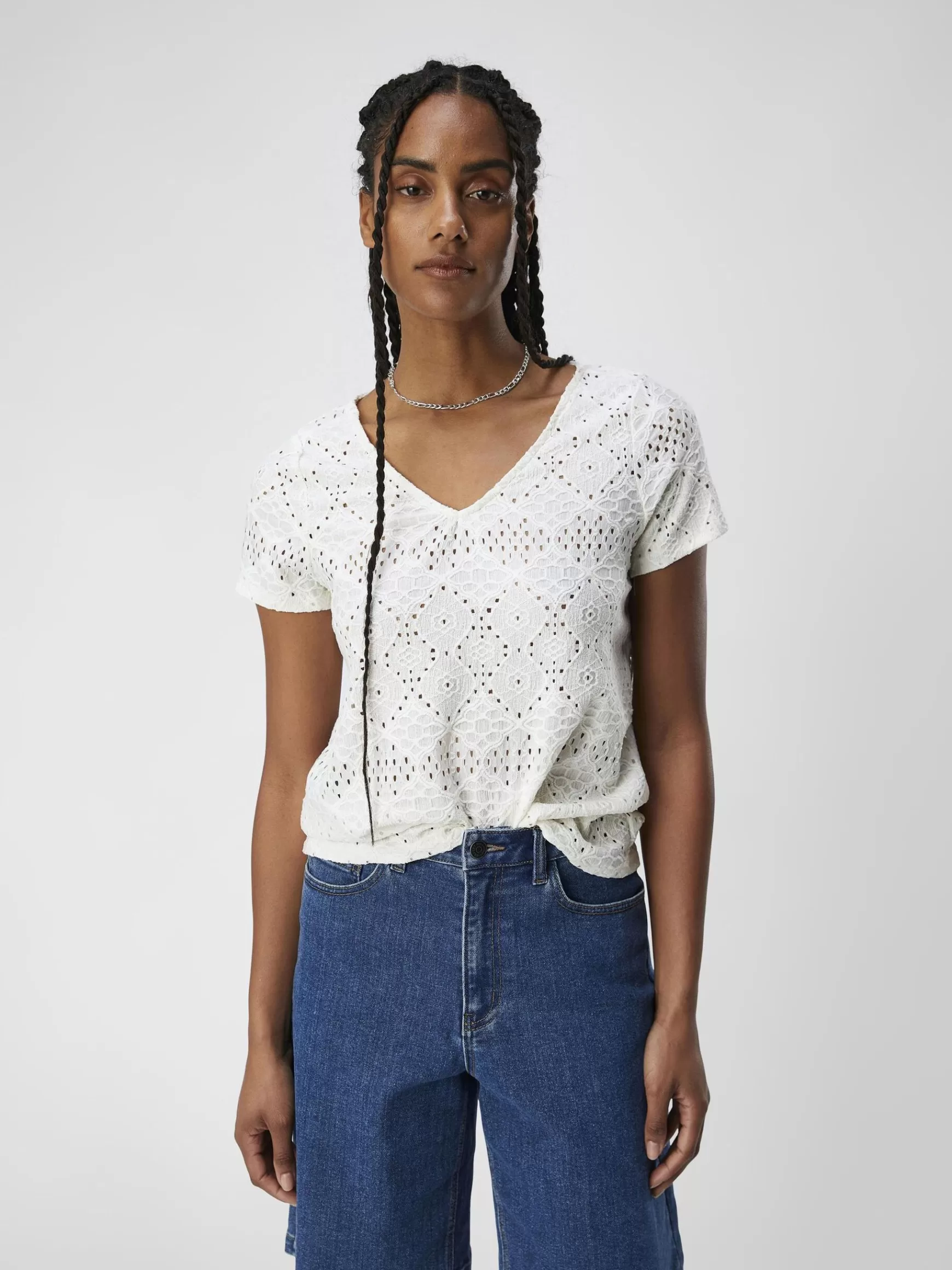 Dame OBJECT OBJFEODORA BLUSE MED V-HALS