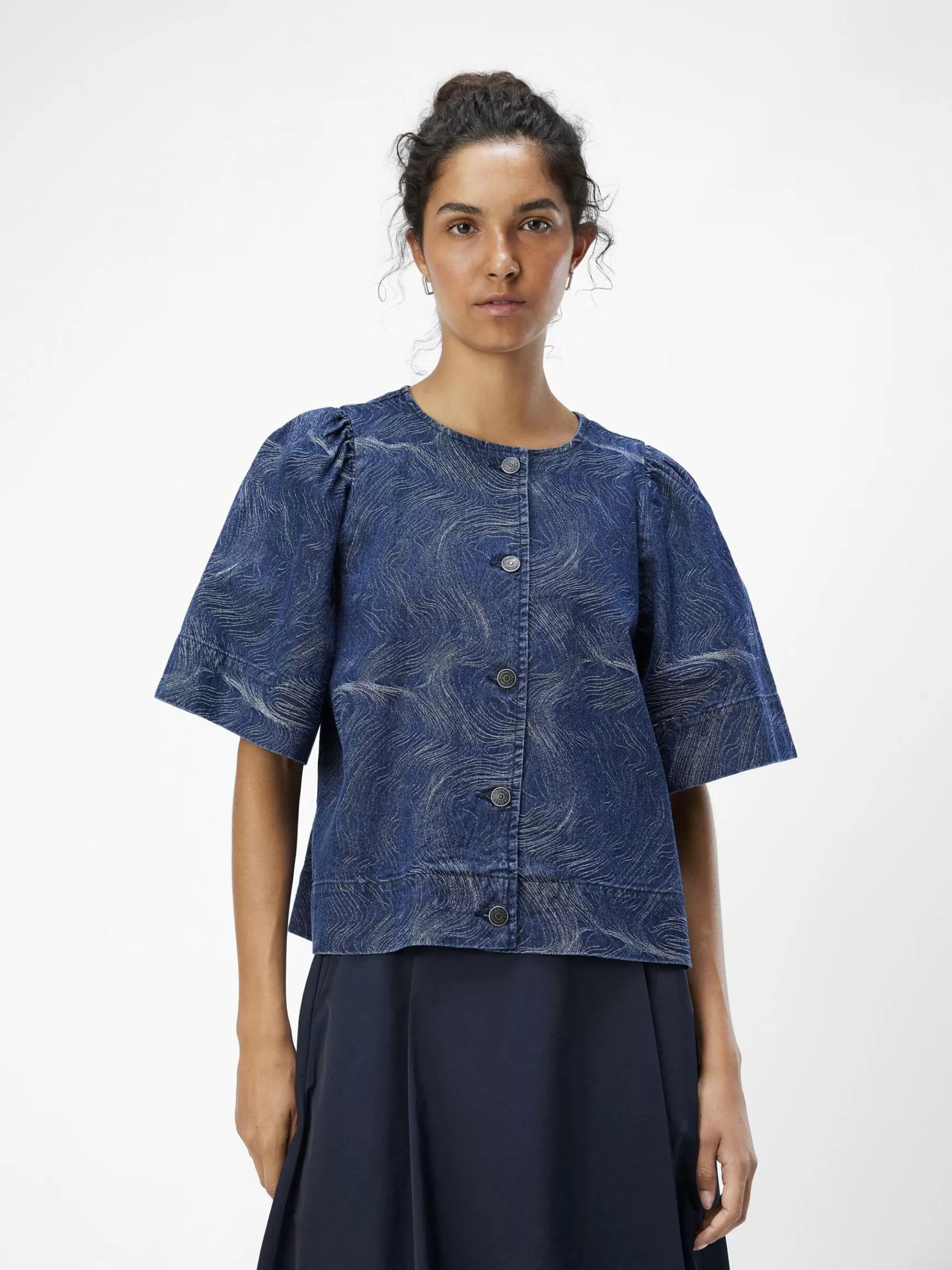 Dame OBJECT PRINTET DENIMSKJORTE