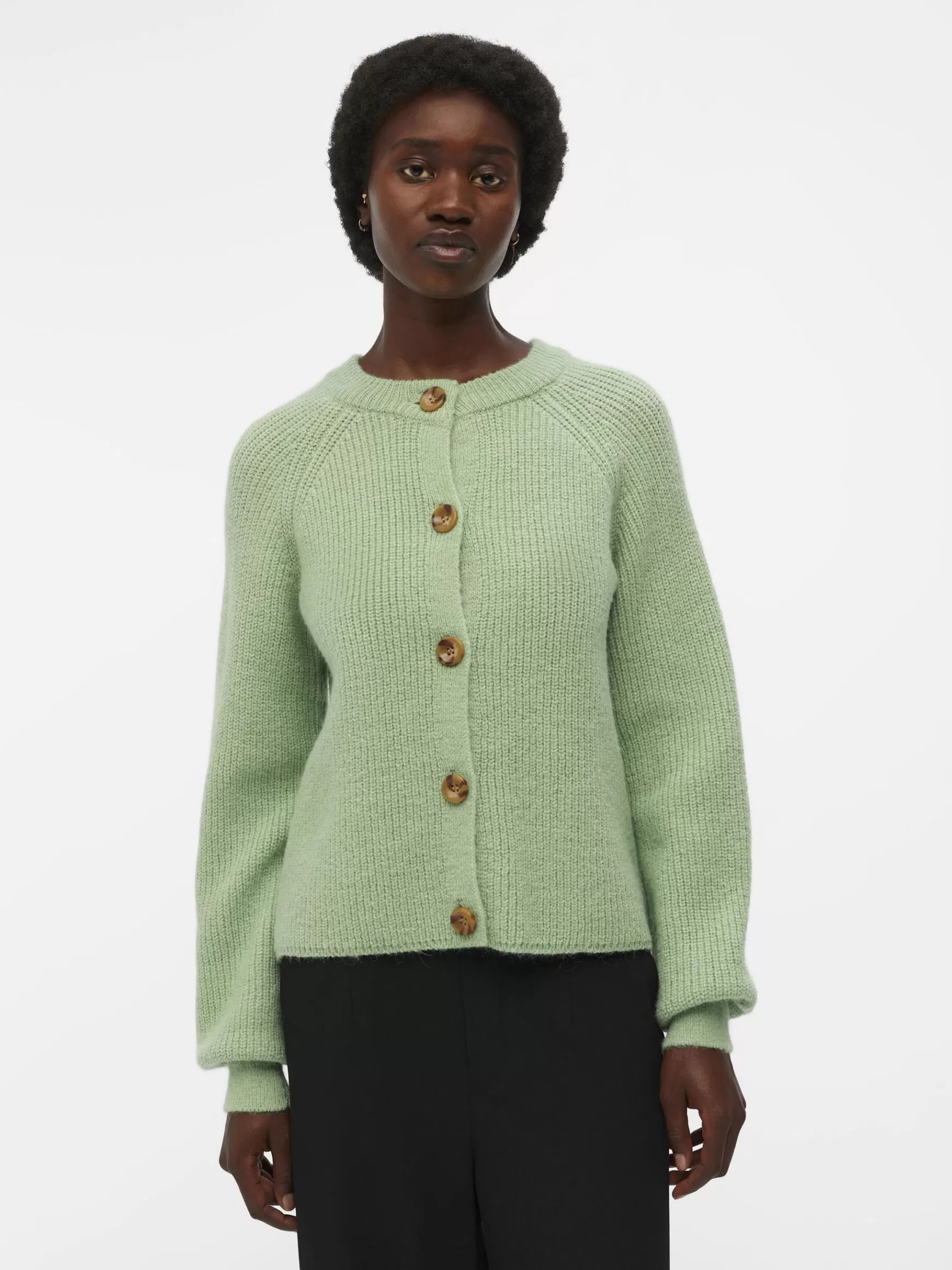 Dame OBJECT RUND HALS STRIKKET CARDIGAN