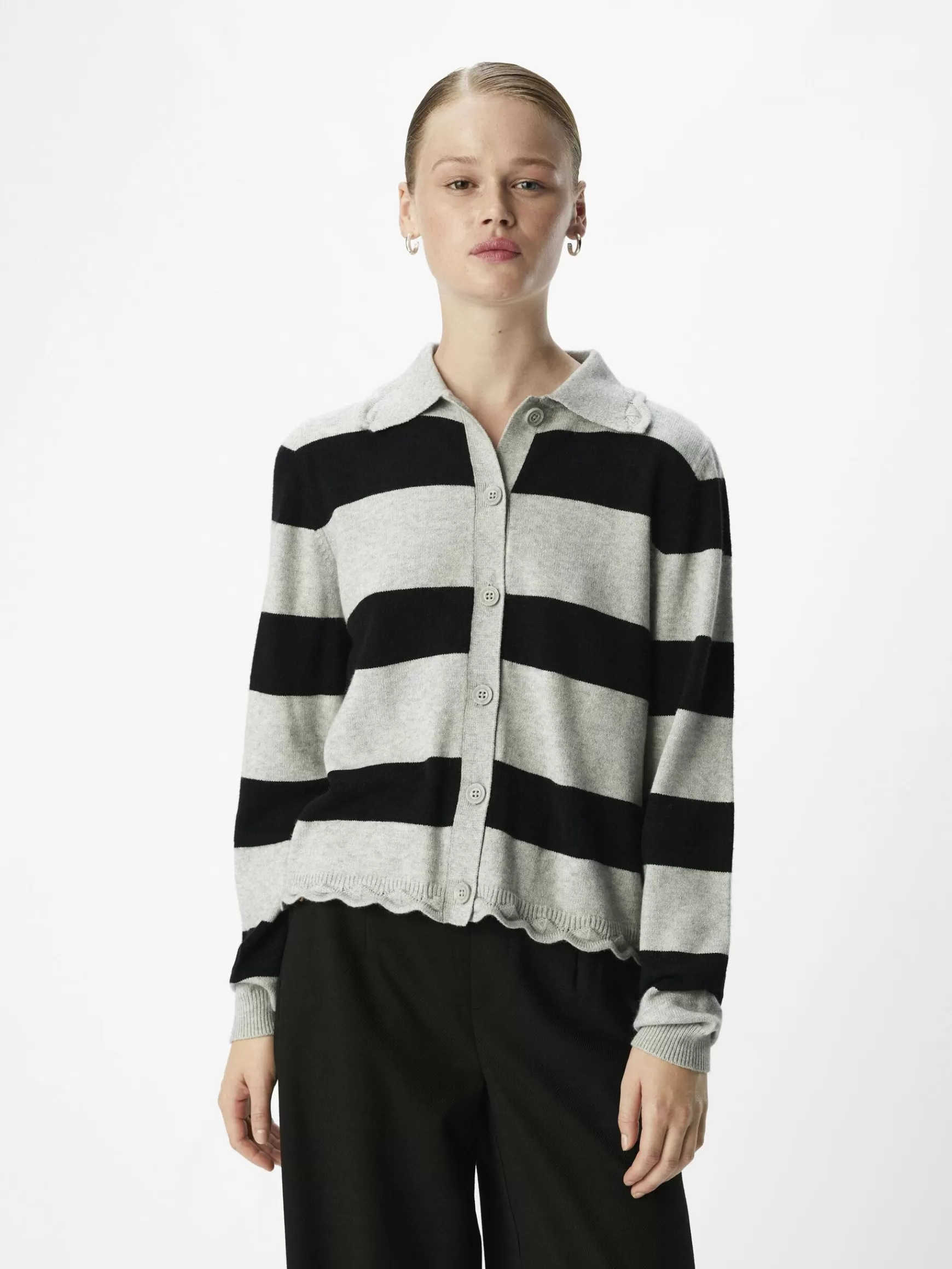 Dame OBJECT STRIBET STRIKKET CARDIGAN