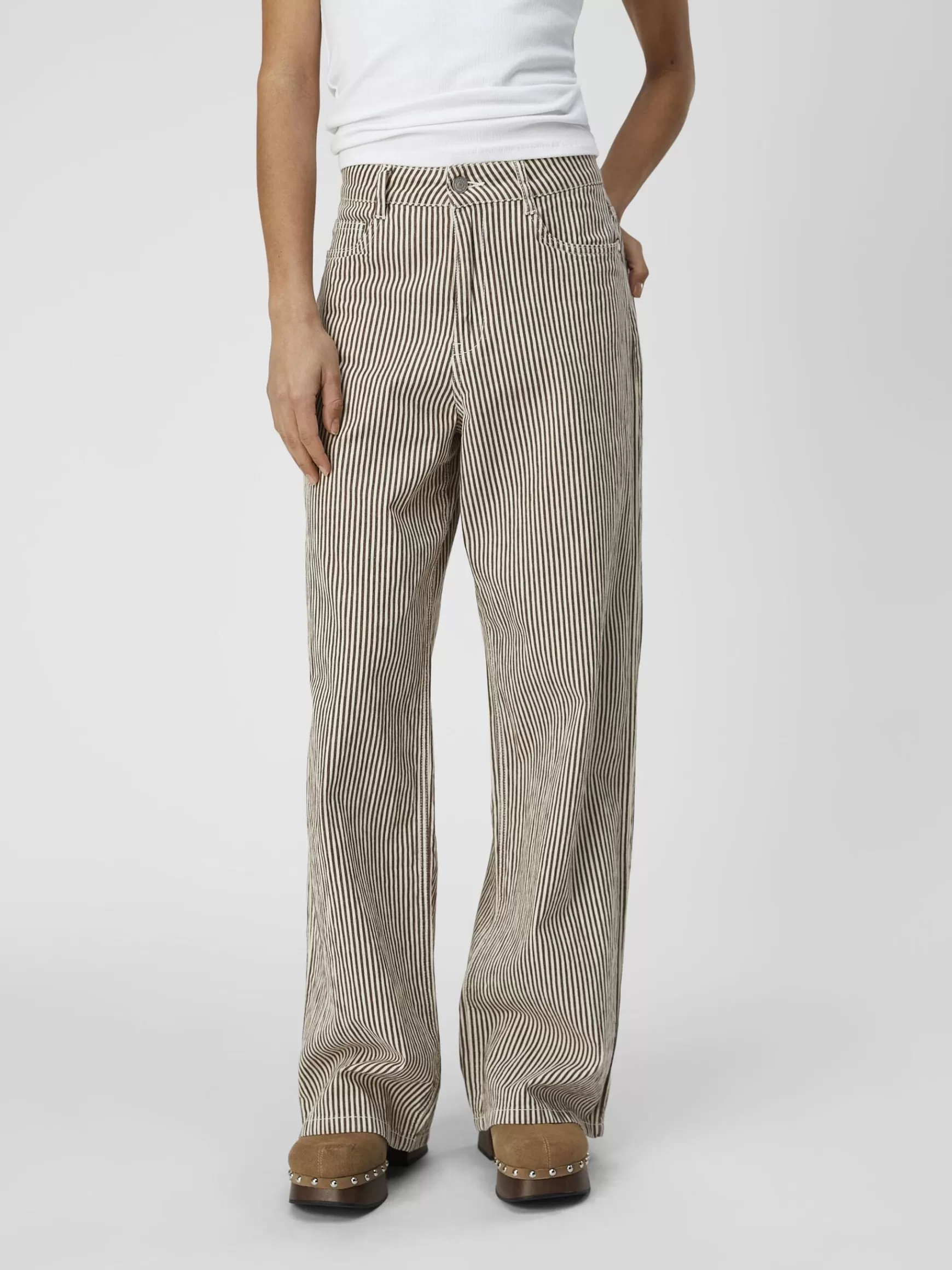Dame OBJECT STRIBET WIDE FIT JEANS