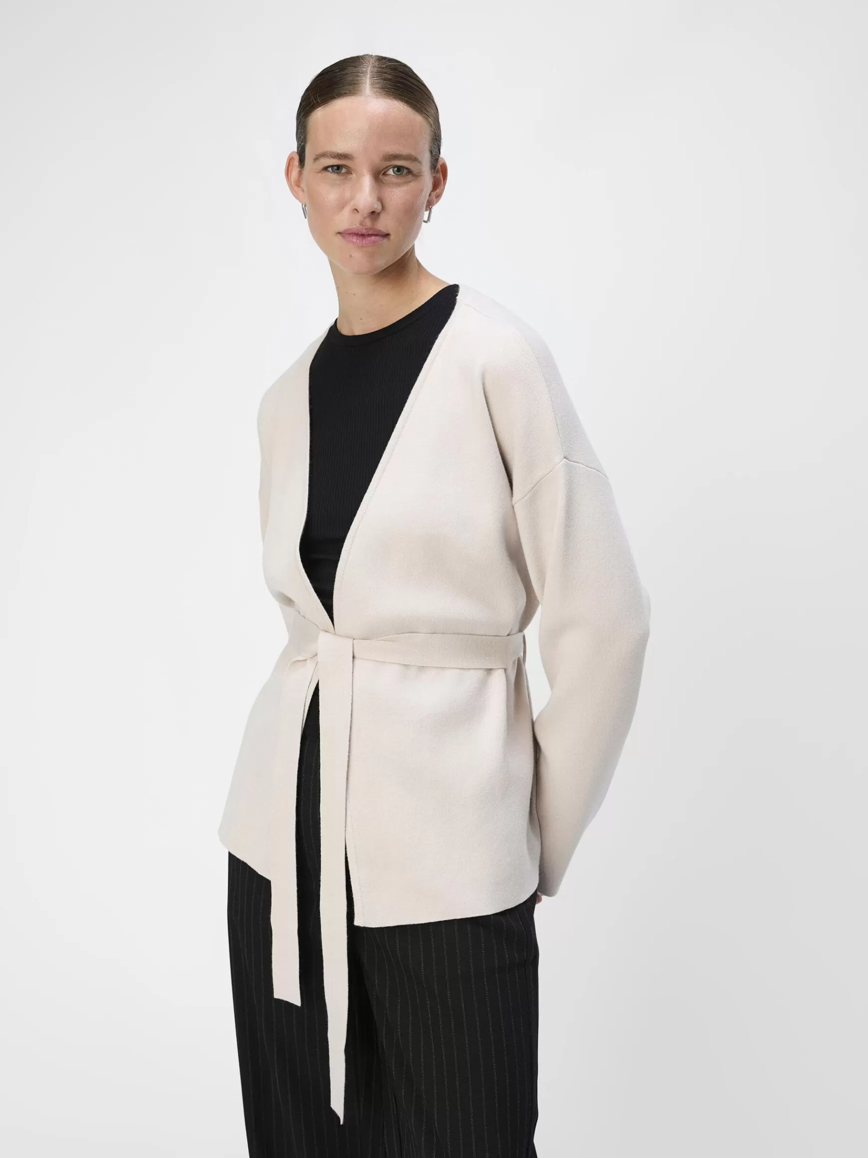 Dame OBJECT STRIKKET SLÅ OM-CARDIGAN